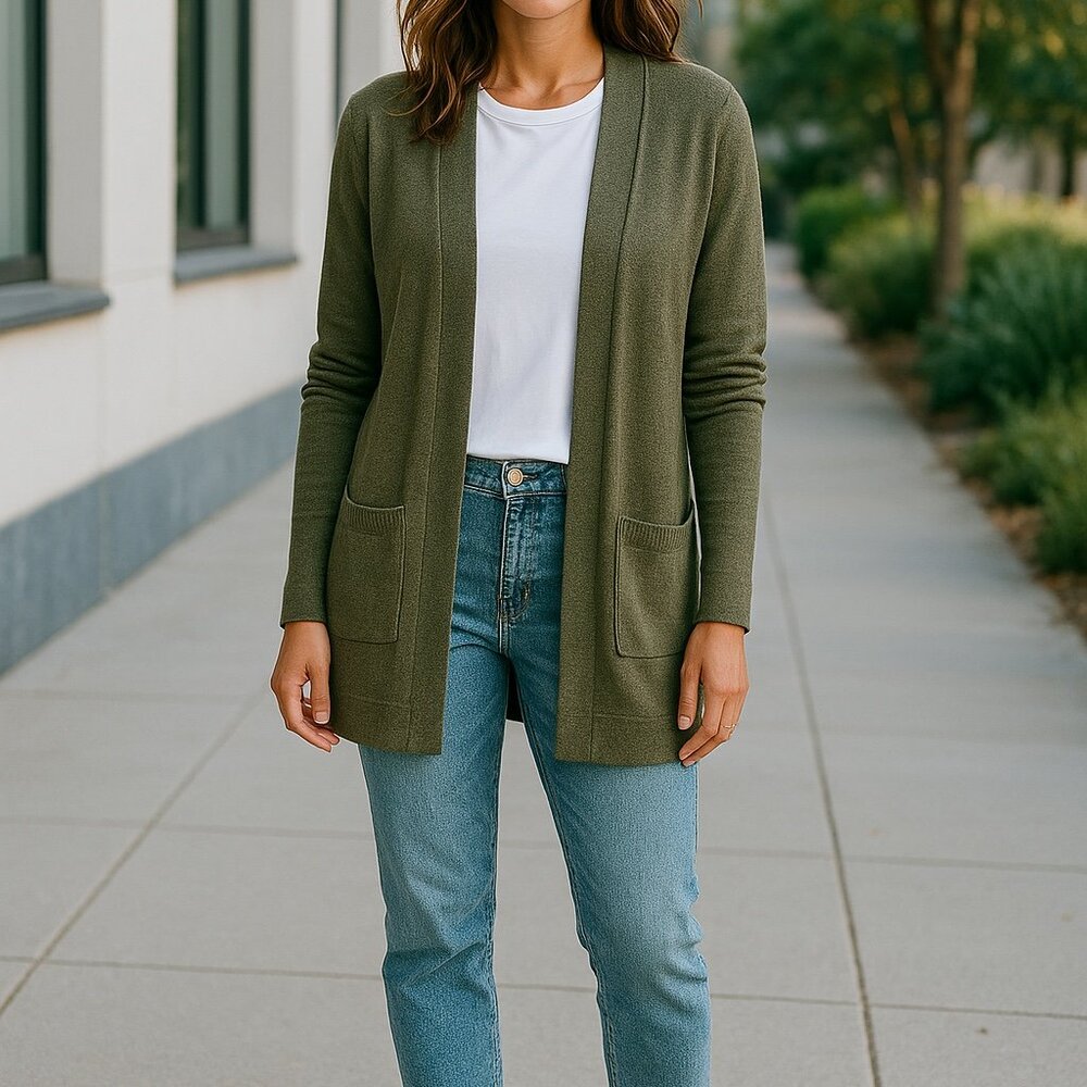 PINK CLOVER Womens Olive Cardigan SMALL